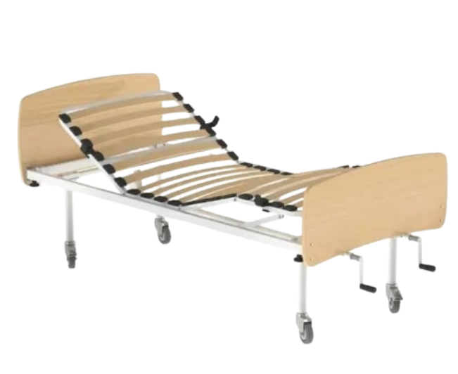 Cama manual com estrado tripartido